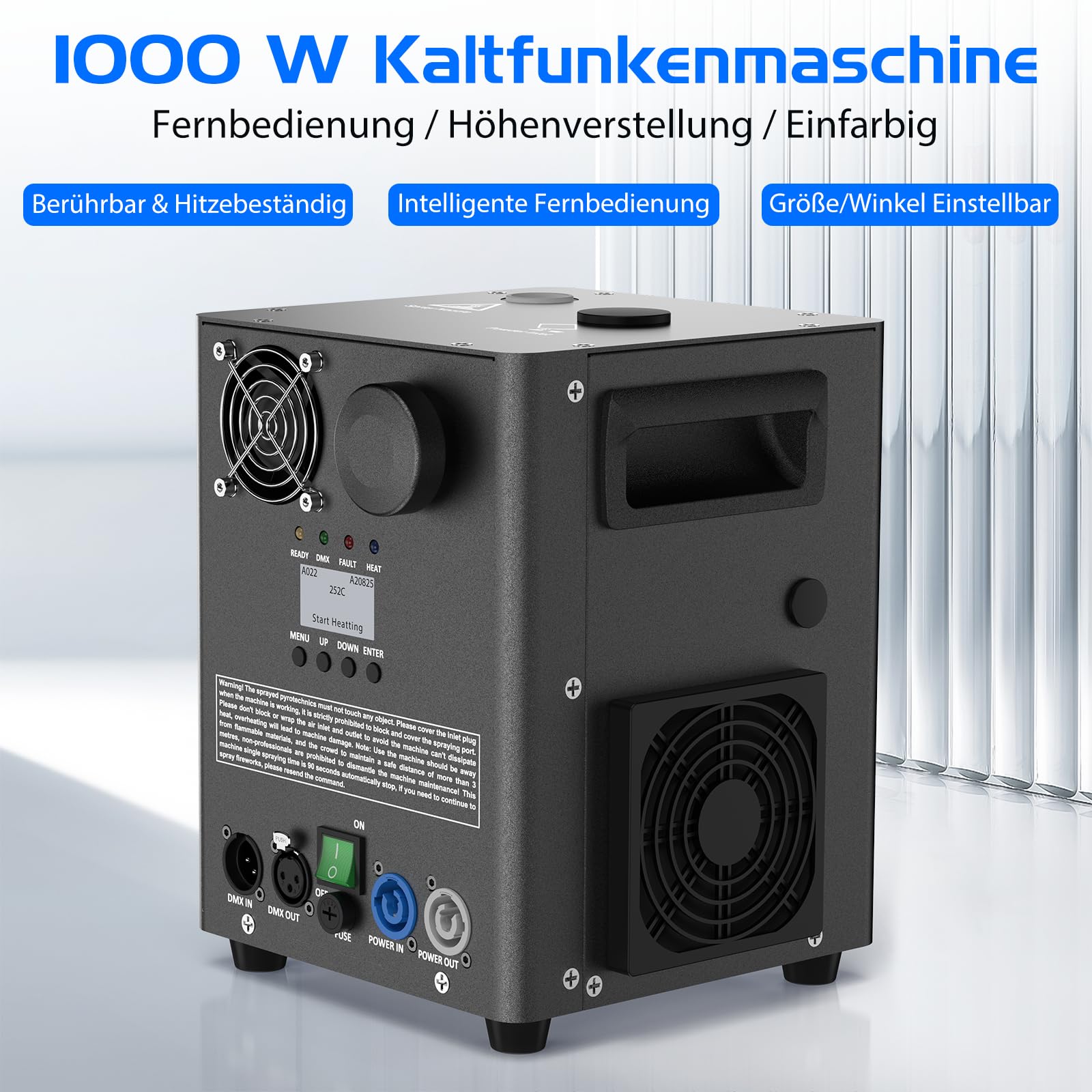 800 W macchine pirotecniche, 2 macchine DMX Cold Spark con flightcase, riscaldamento a resistenza per feste, Natale, DJ, matrimoni, eventi sportivi