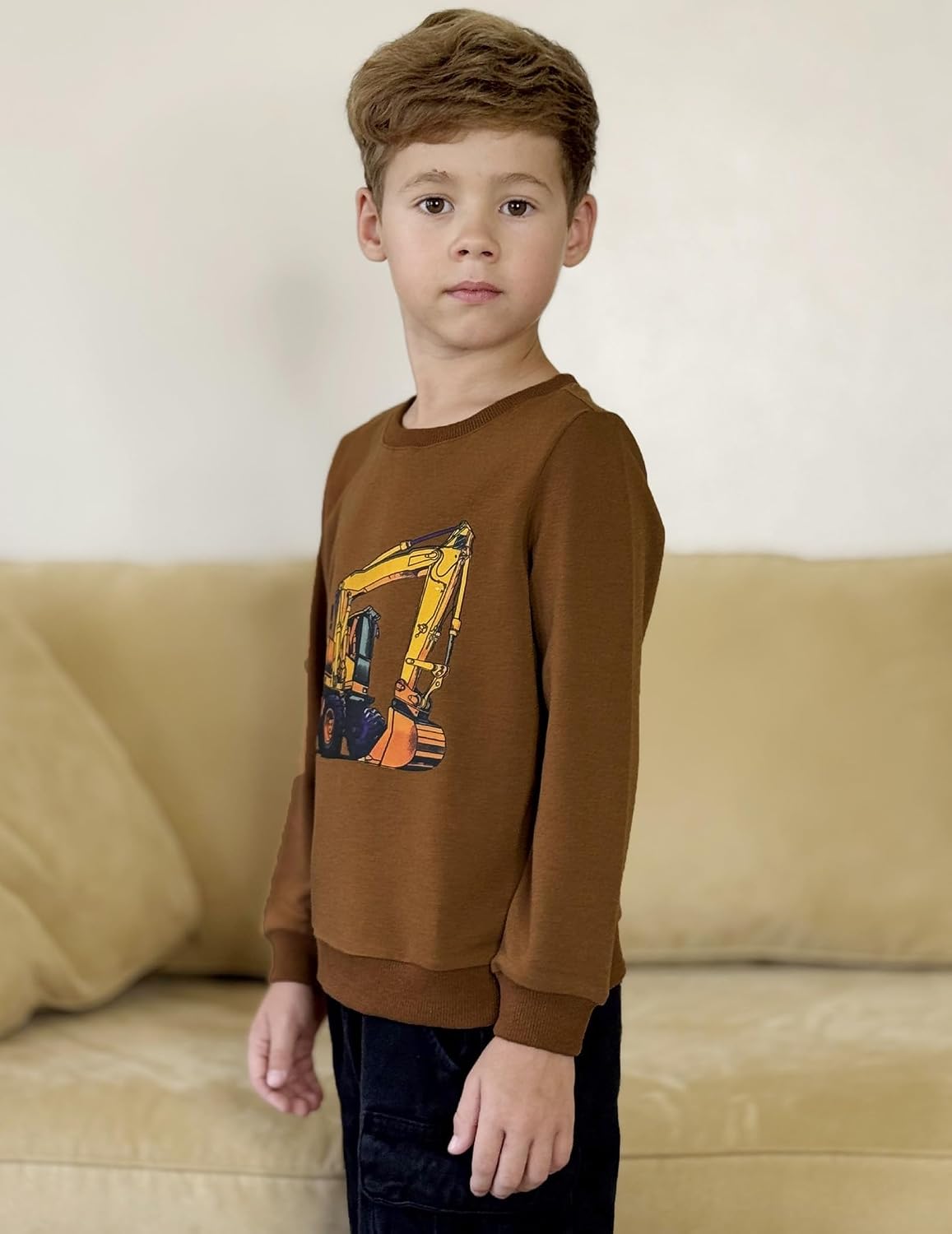 Arshiner Toddler Boy Crewneck Sweatshirt Long Sleeve Pullover Graphic Shirts for Kid Fall Tops Tees 2-10 Years
