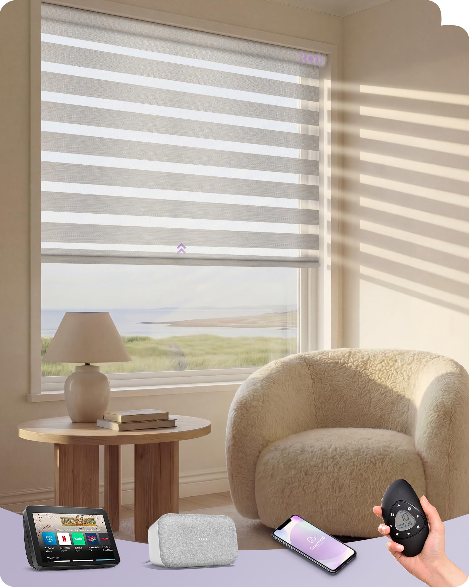 Graywind Motorized Zebra Blinds