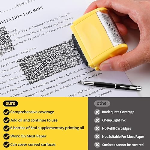 Miniatura 2 de Sellos de rodillo de protección contra robo de identidad, sello de rodillo confidencial que incluye 6 recambios, antirrobo, sello de privacidad y