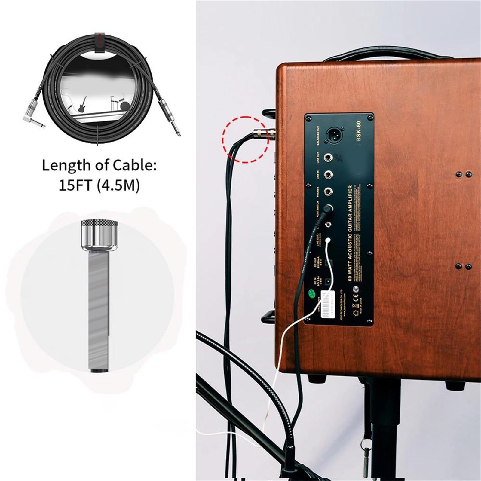 Kabel Do Gitary Z PVC Przewodnik Czystej Miedzi 6,35 Mm Ze Złączem Kątowym 1/4 Cala Kable Gitarowe O Niskim Poziomie Szumów