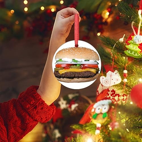 Miniatura 4 de Adornos de hamburguesa para árboles de Navidad, lindos adornos de Navidad de comida 2022, adornos colgantes, decoraciones de Navidad, conmemorativo,