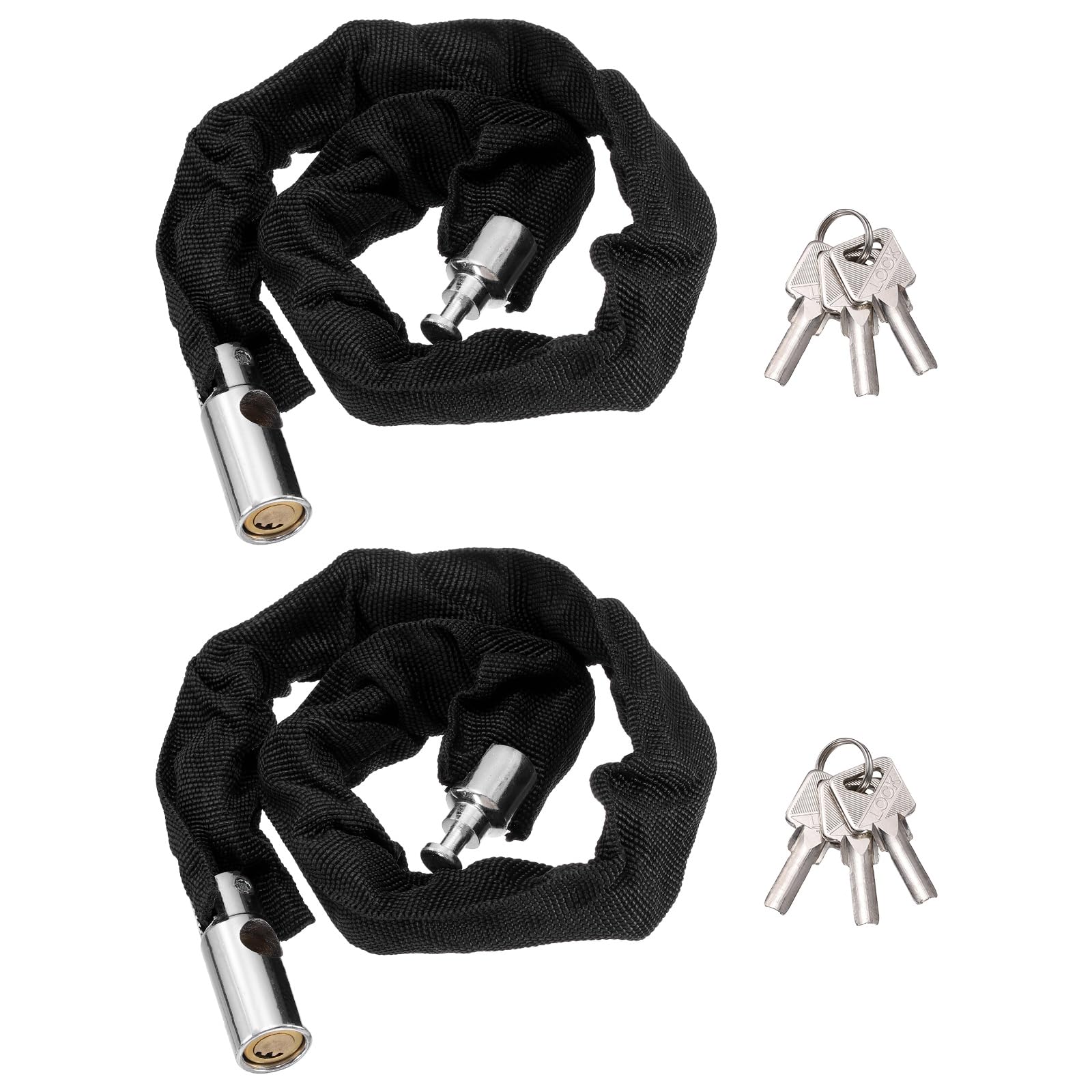 PATIKIL Bike Chain Lock, (65 cm, Black) (2 Pcs), Manganese Steel Anti-Theft Bicycle Chain Round Lock with Keys, Suit for - Bike/Motorcycle/Scooter/Truck