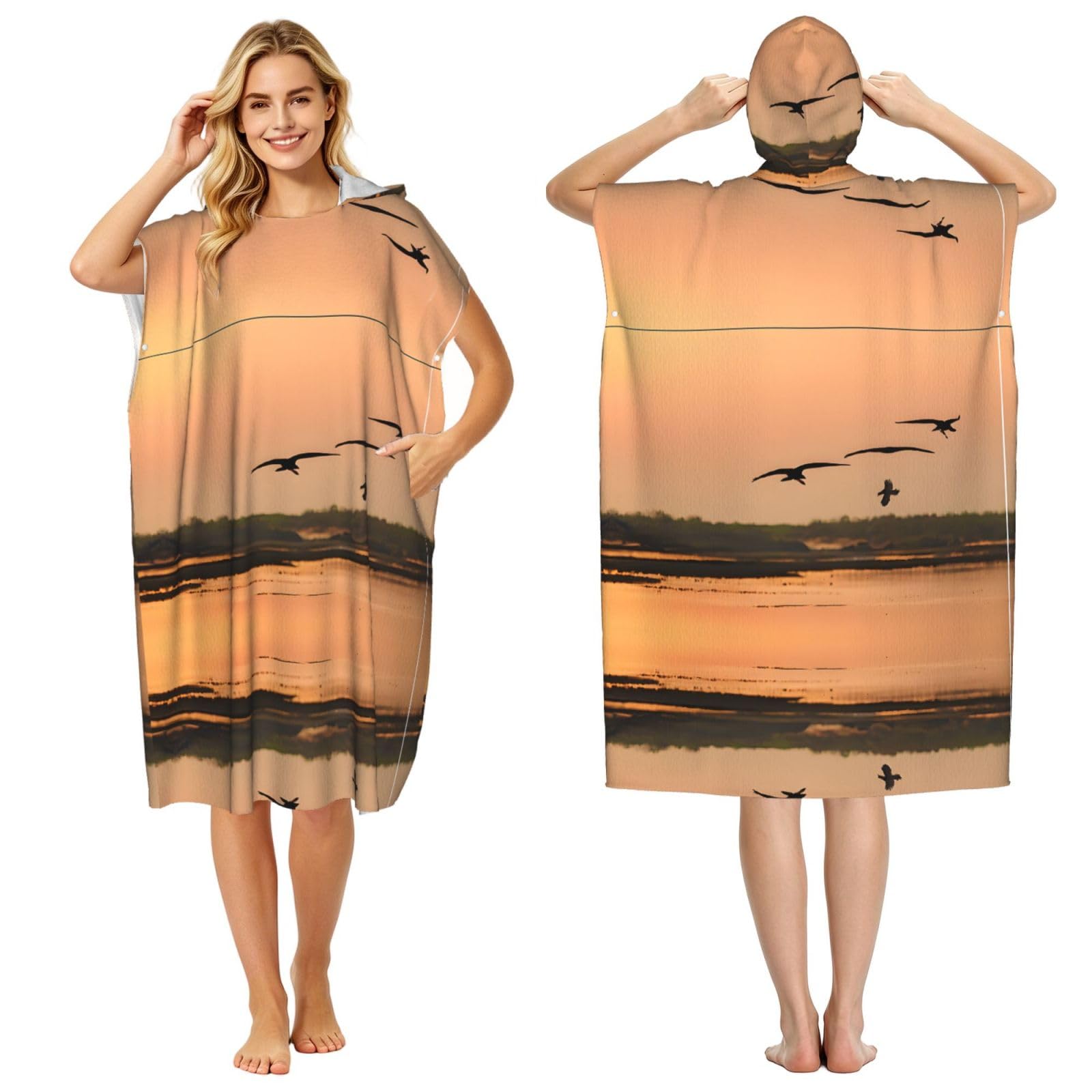 Poncho à capuche en microfibre premium style peinture pour le bain