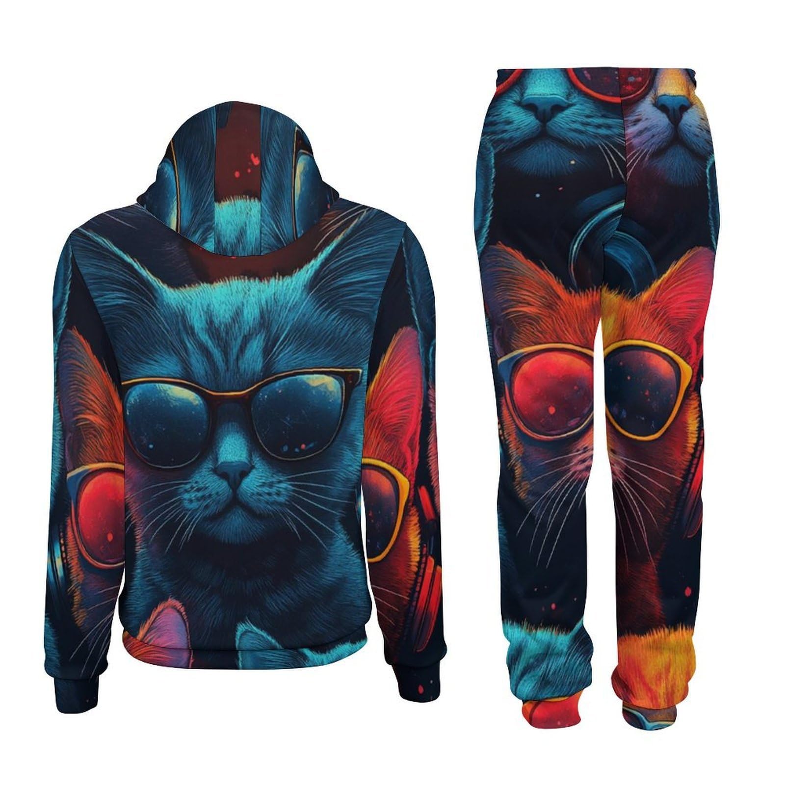 Felpa con cappuccio da uomo con stampa viola 3D Set Casual Pullover tuta