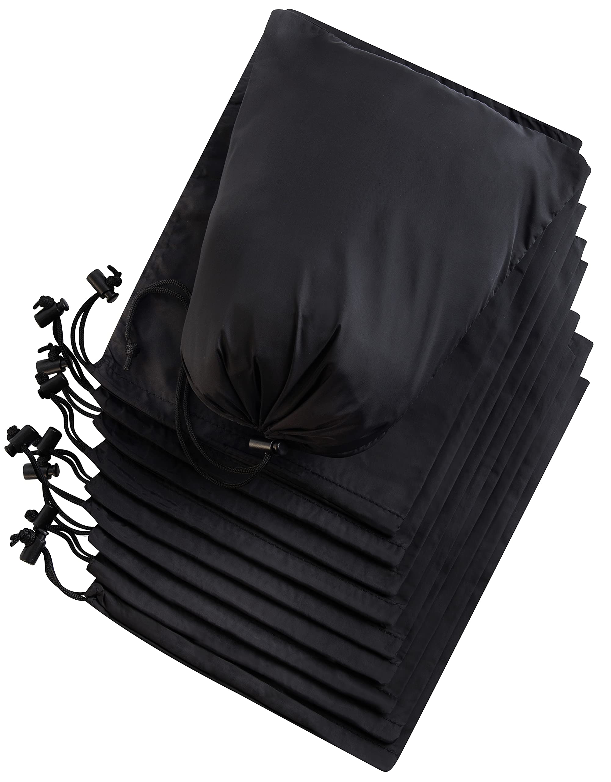 Drawstring Bag - UltraLight Nylon Cinch and Ditty Pouch For Home, Office, Outdoor (5 pack, Black) (Black, 9 x 12 inch)