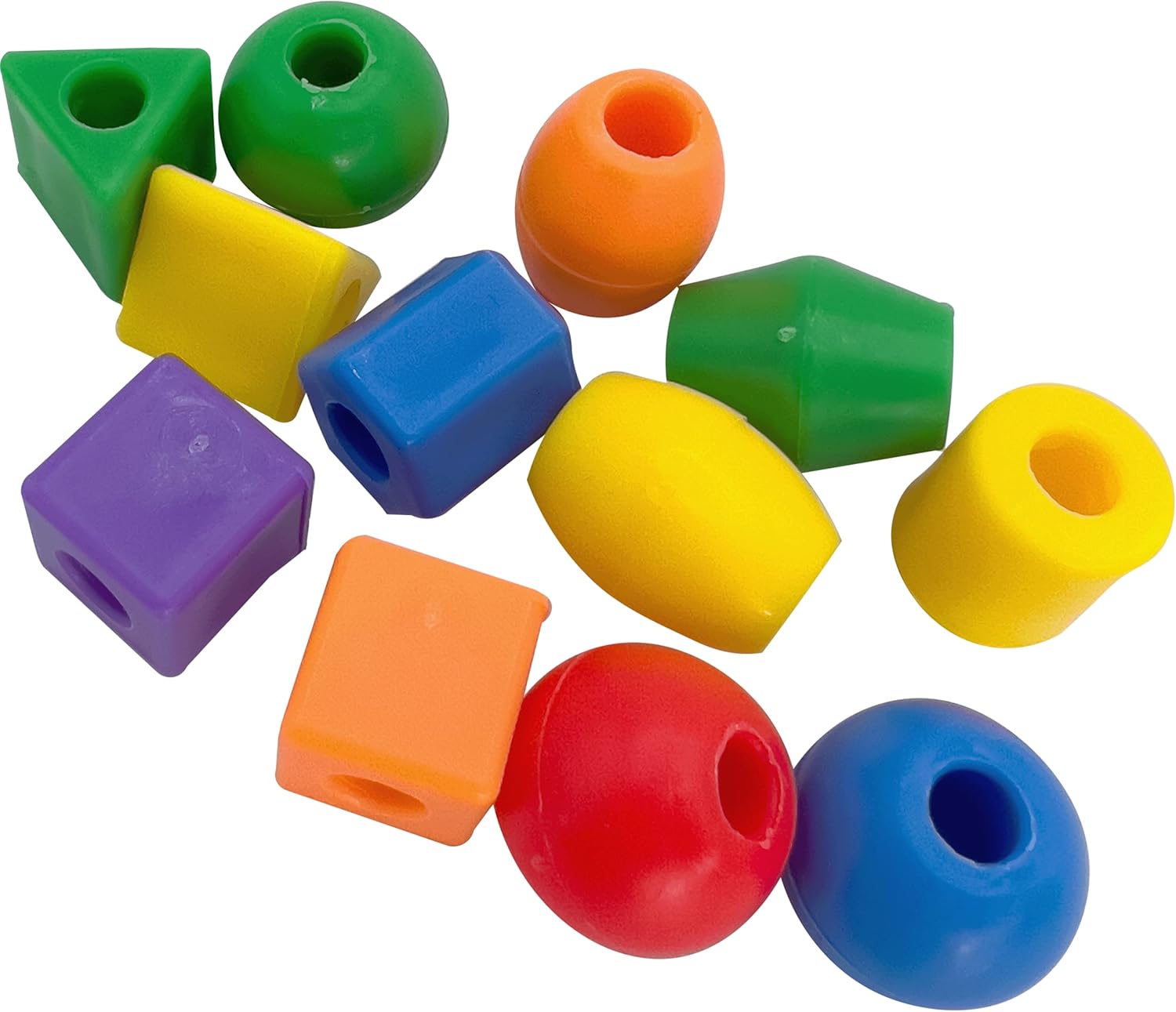 by M&M 2181 Pk12 Plastic Rainbow Beads – Colorful Assorted Plastic Shapes, Versatile, Easy to Hang, Bright Bird Pleasing Colors, Classic Foot Toy, Great for Small Medium Size Pets