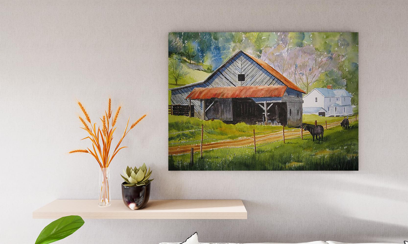 VERRE ART Printed Framed Canvas Painting for Home Decor Office Wall Studio Wall Living Room Decoration (14x10inch Wrapped) - Boone Farm