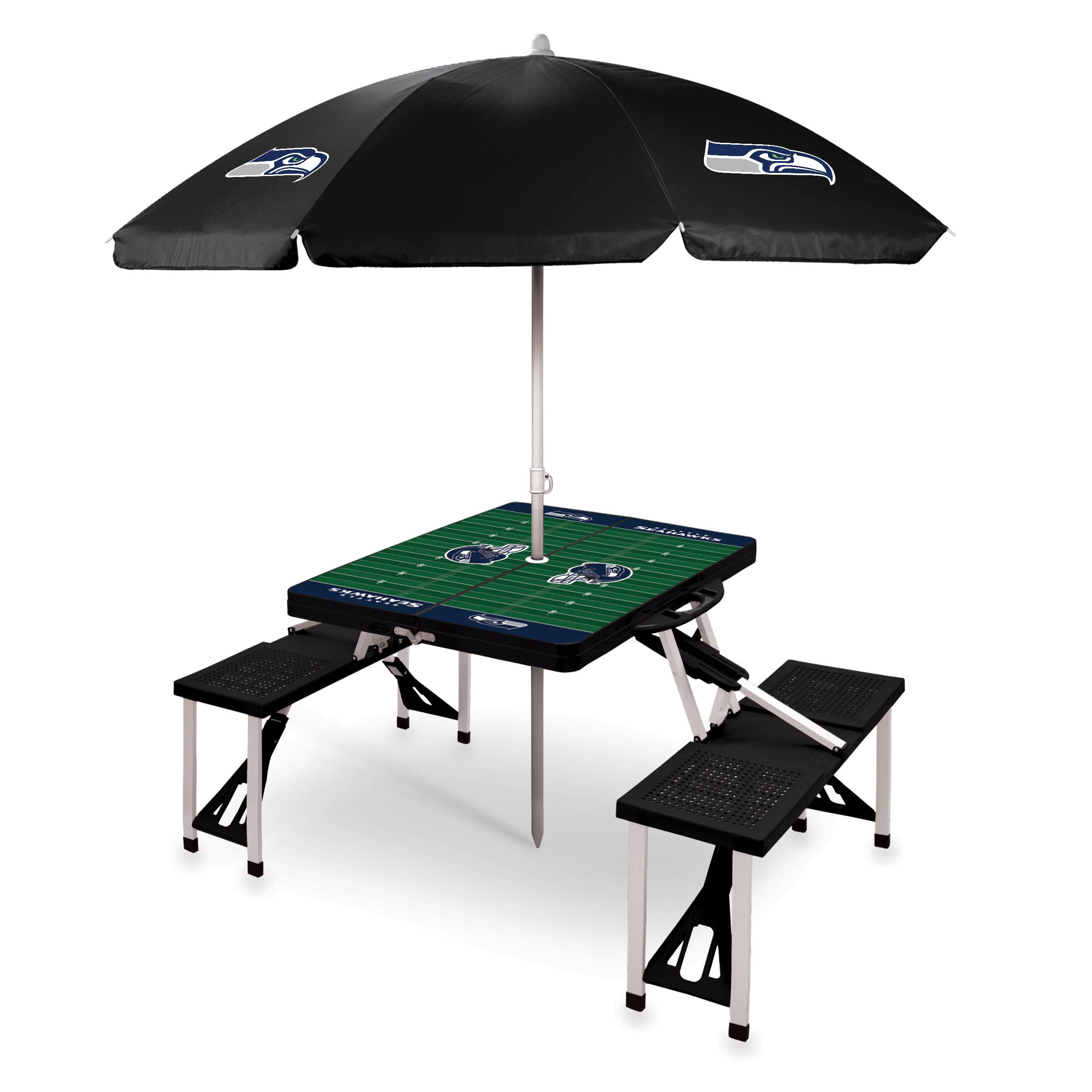 PICNIC TIME NFL Picnic Table Portable Folding Table with Seats and Umbrella