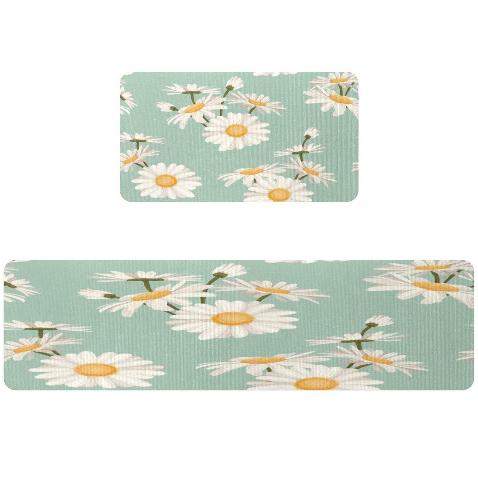 Tapis de cuisine lavable et antidérapant lot de 2 grand format marguerite
