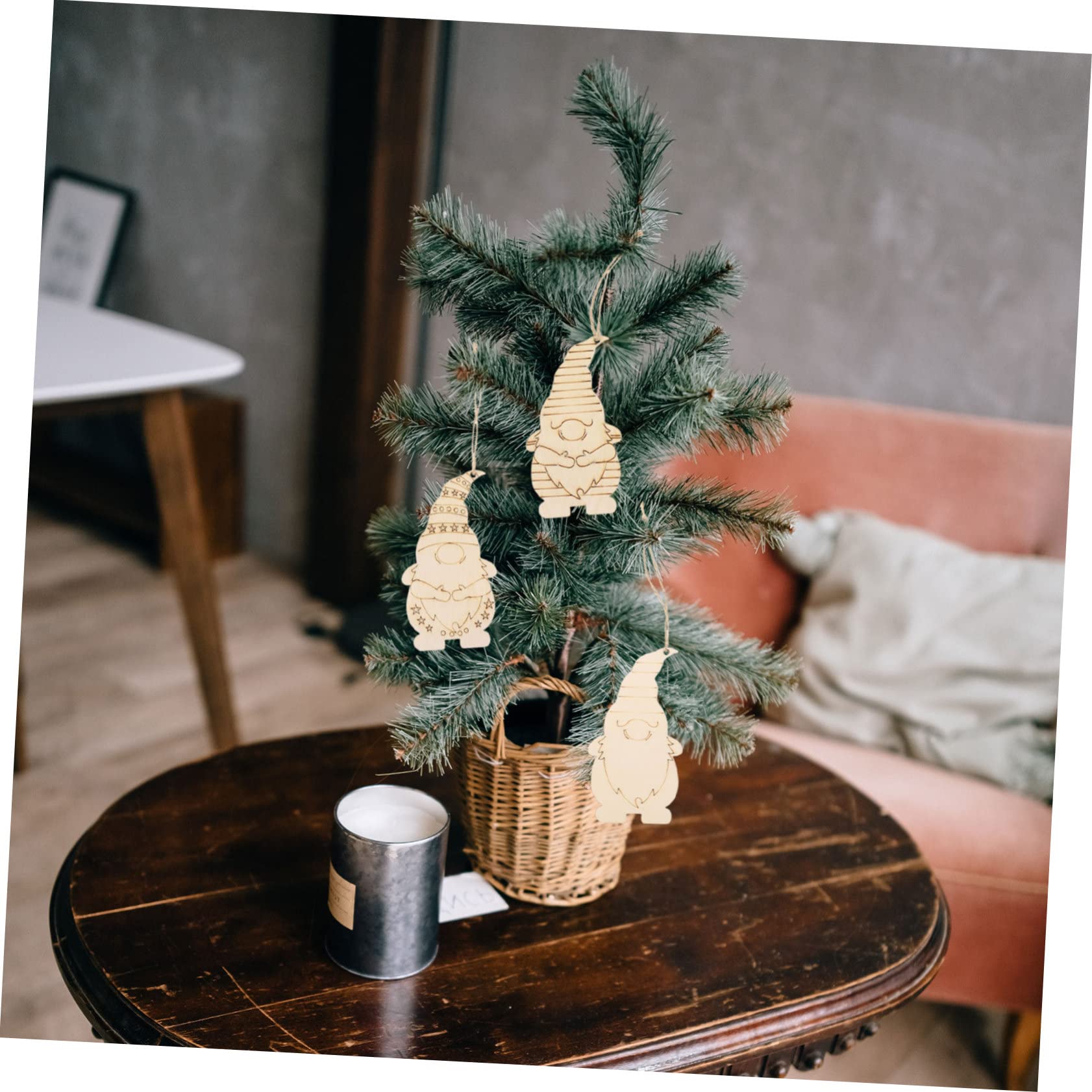 Set 40 Pezzi Decorazioni Natale Gnomi Legno in Materiale Sintetico Finitura Liscia e Lavoro Fine, per Pittura Fai da Te e Decorazione Casa