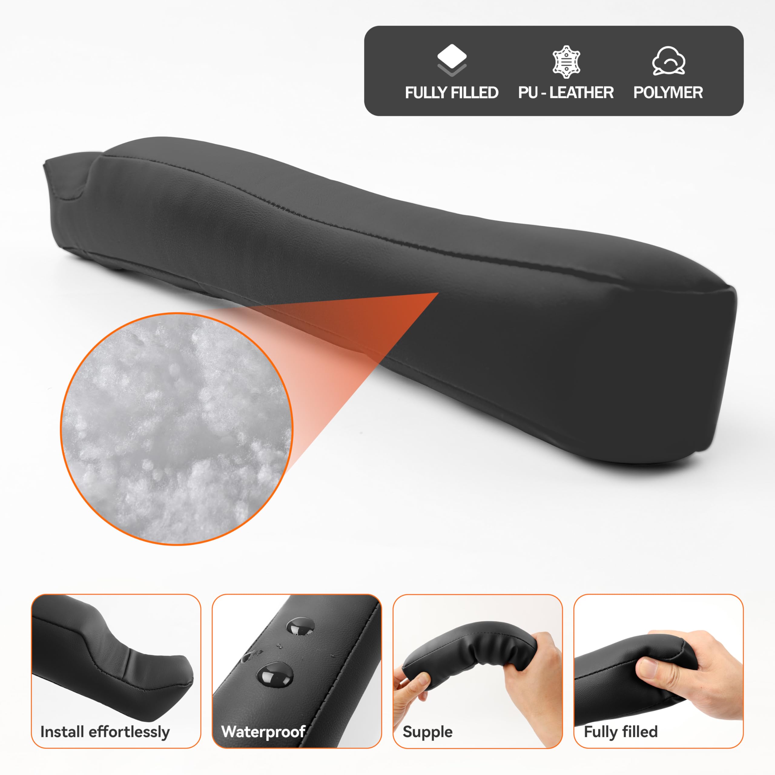 2Ps Riempitivo Fessure sedili Auto Pelle Sintetica PU, riempimento del Divario del Sedile,para-Fessure sedili Auto(Nero)