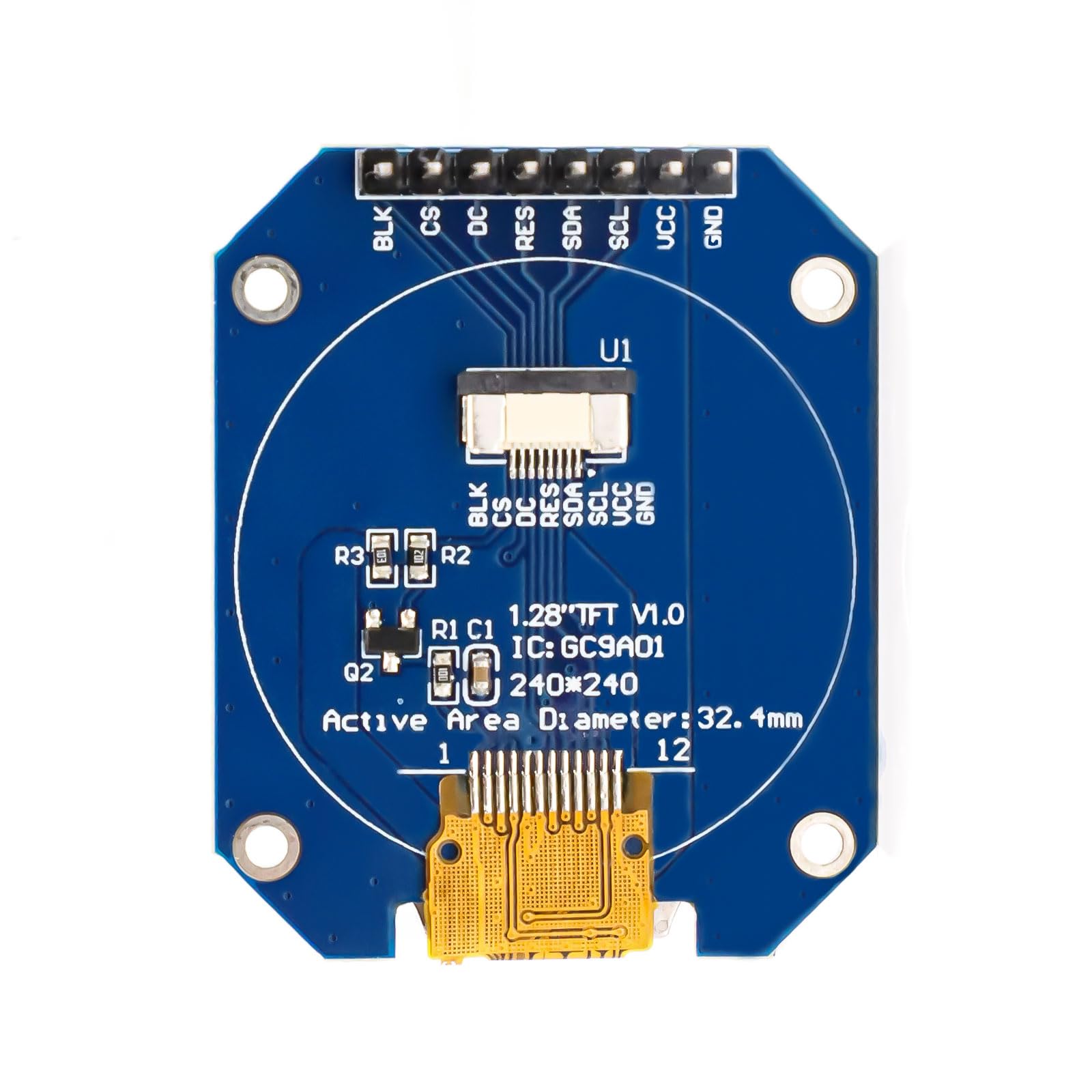ARCELI 5Pcs GC9A01 Ecran TFT Rond de 1,28 Pouces avec résolution 240 x 240 et Interface SPI pour Arduino, Module d'affichage LCD DC 3,3 V pour appareils d'affichage