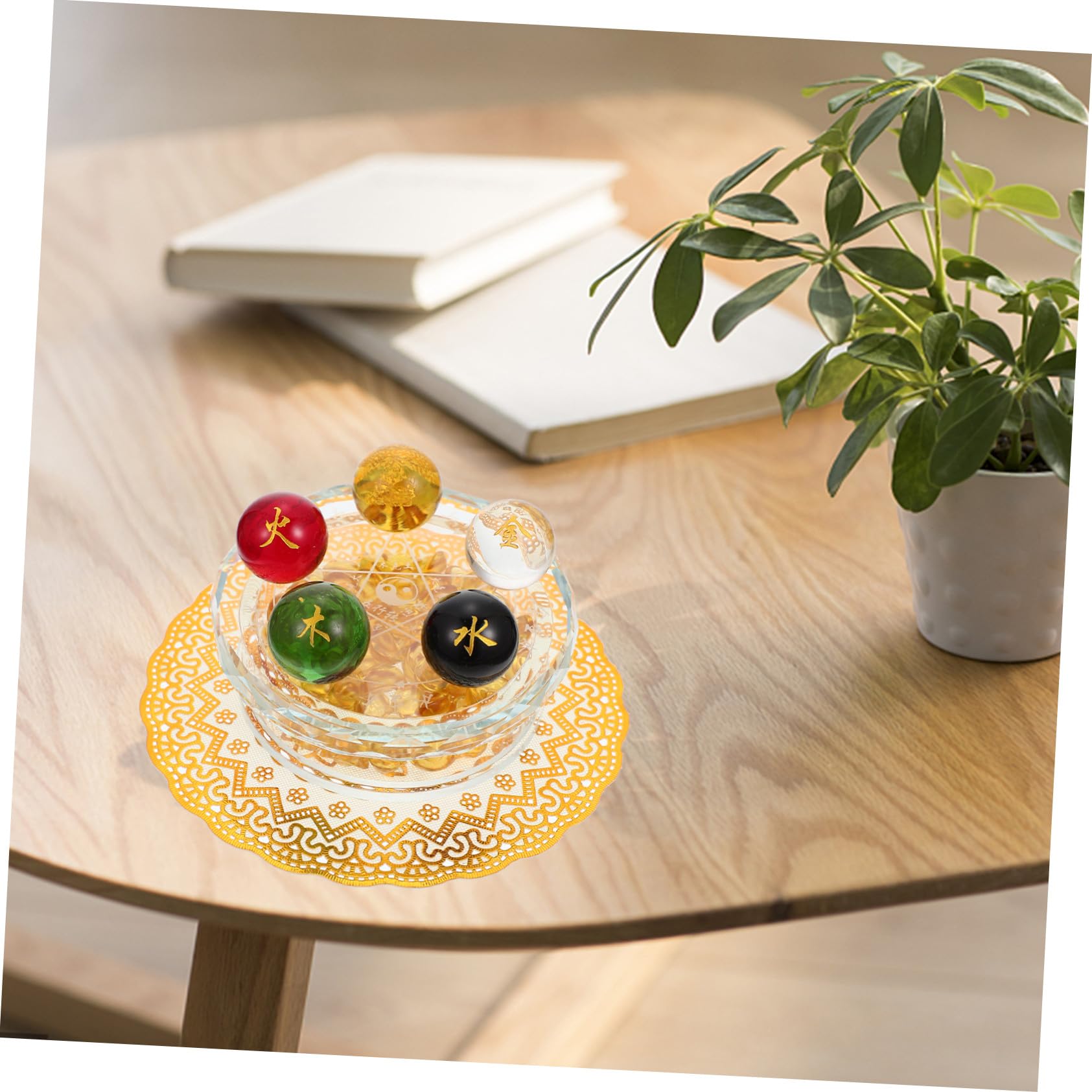 1set Decorazione Chic con Sfere e Supporto di Palle per Benessere e Fortuna Casa Accessorio di Feng Shui per La Tua Casa e Ufficio