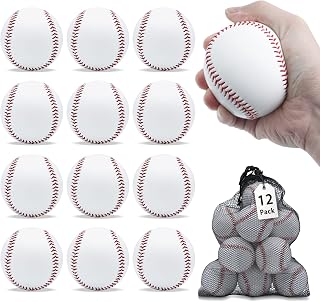 Magicorange 12 Pack Training Baseballs - Durable Rubber Core Practice Balls for Hitting, Batting, Pitching, Fielding & Soft Toss | Unmarked