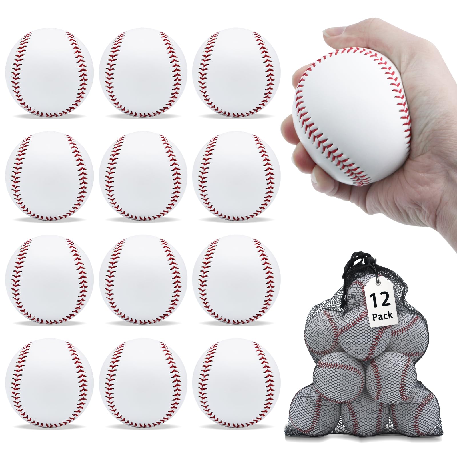 Practice Baseballs Unmarked Soft Rubber Core Baseball