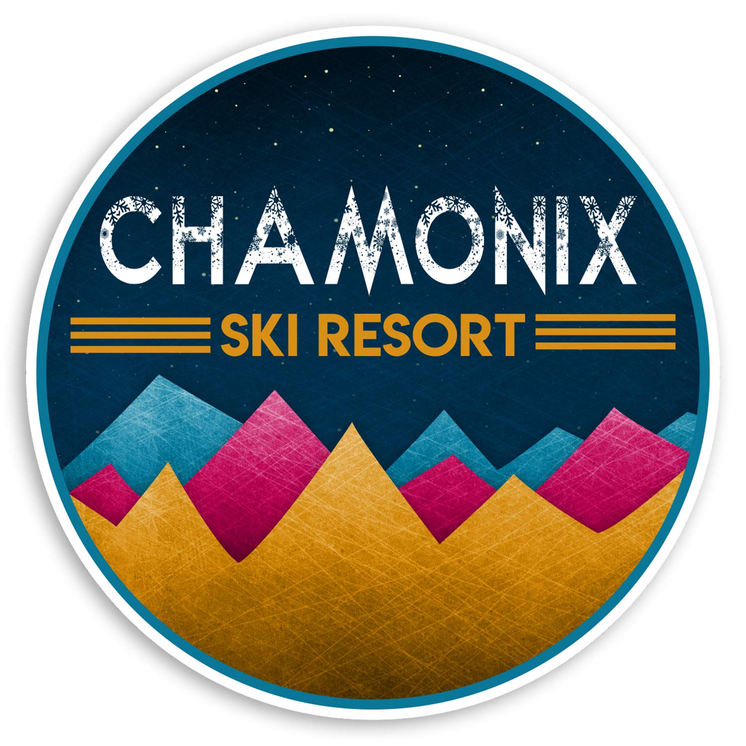 Destination Vinyl Ltd Multi 2 X 10Cm Chamonix France Vinyl Stickers - Ski Resort Luggage Sticker #31478 (10Cm Wide)