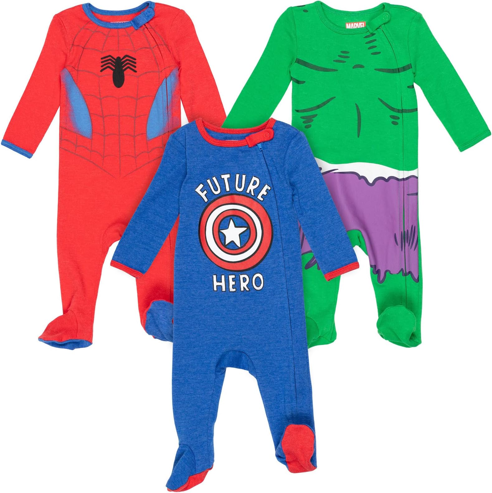 Avengers [SizeRangeDescription1] 3 Pack Zip-Up Long Sleeve Sleep N' Play Coveralls [SizeDescription1]