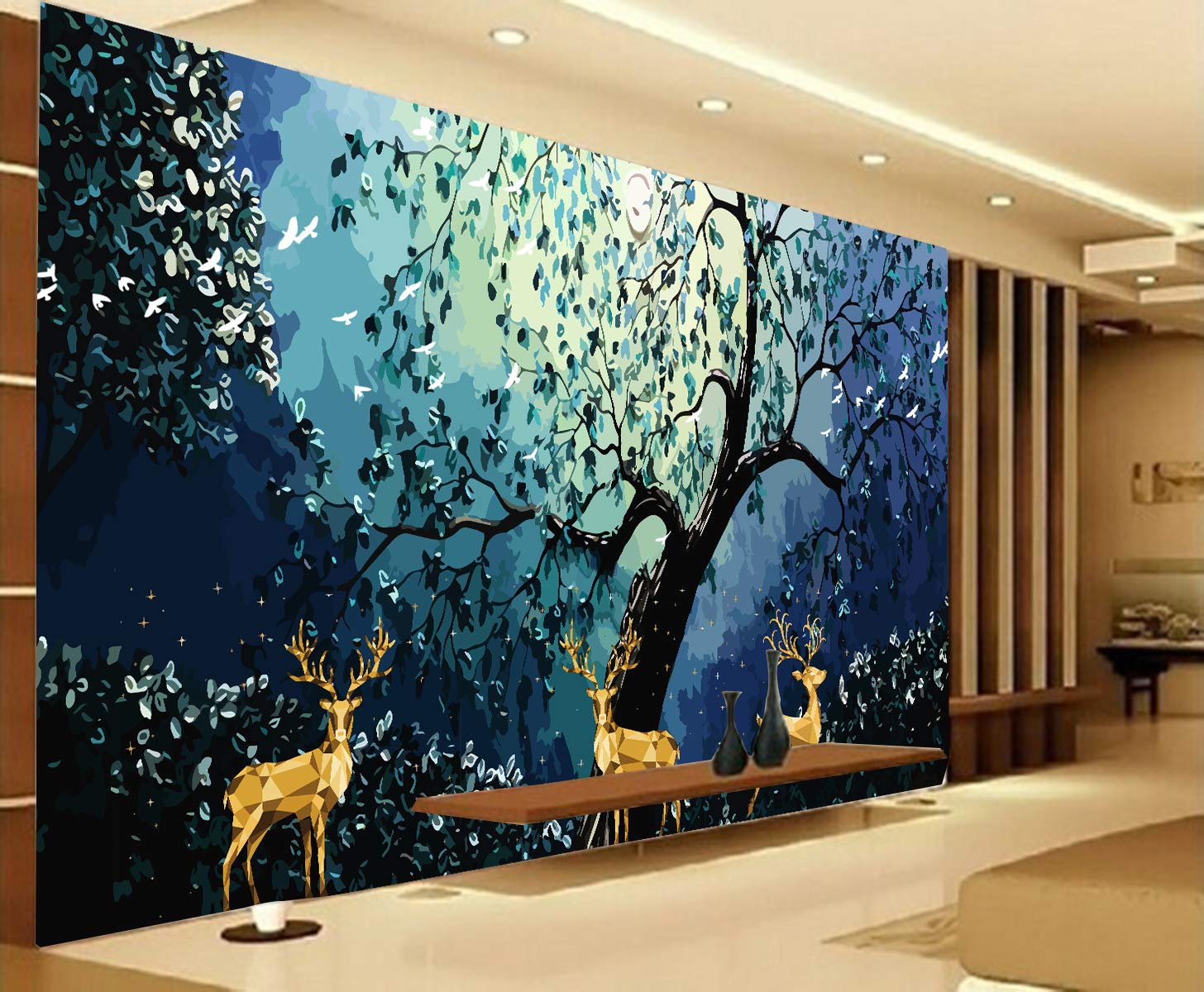 DECOR PRODUCTION PVC Vinyl Aesthetic Golden Deer Wallpaper/Posters for Living Room, Kids Room,Hall,Office (Large_Wallpaper_pt1, Multicolor, 3x4 Feet) Decor (B08SK1S5VT) Amazon Price History, Amazon Price Tracker