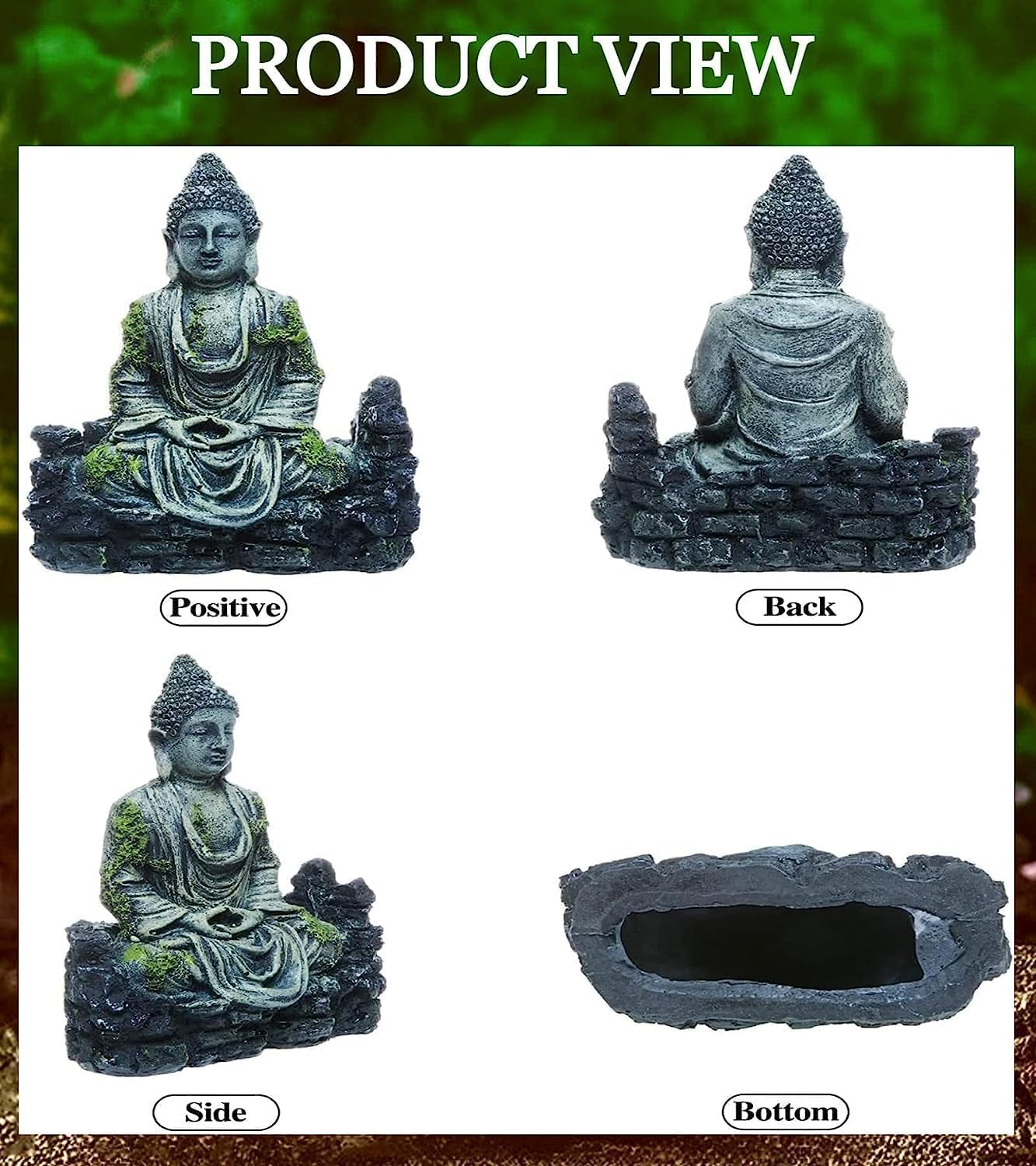 anfei Kizzy Pets Aquarium Decoration Ornaments for Fish Tank Underwater Landscape Hideaway Fish Tank Scenery for Betta, Small Lizards, Etc(Buddha Statue Decor, Resin),5.6 X 6.9 Inch 1