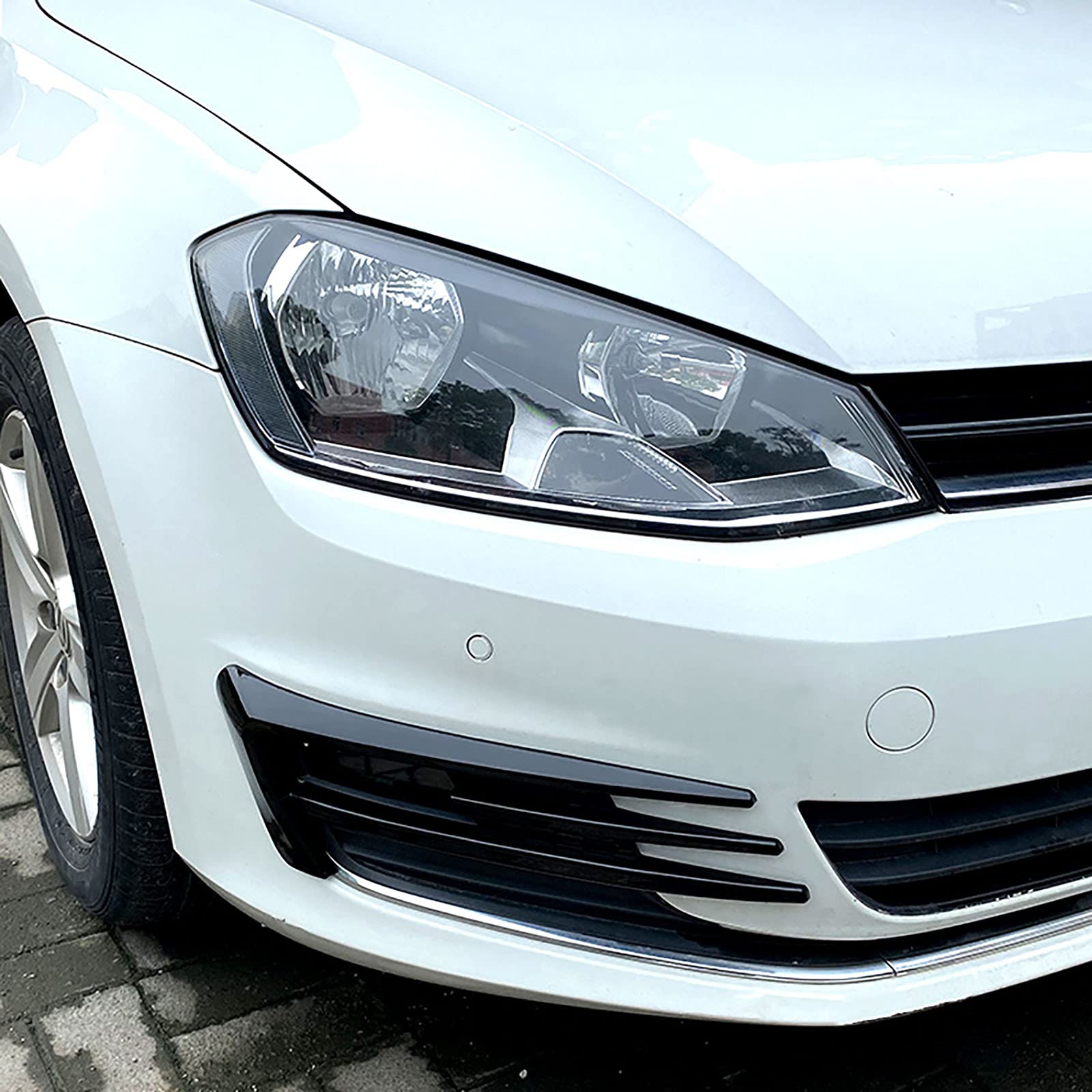 Ricambi Auto Modifica Esterna per VW Golf 7 2013-2016: Paraurti Anteriore Circonda Presa d'Aria Anteriore Spoiler Decorazione in Nero Lucido con Modello in Fibra di Carbonio in ABS