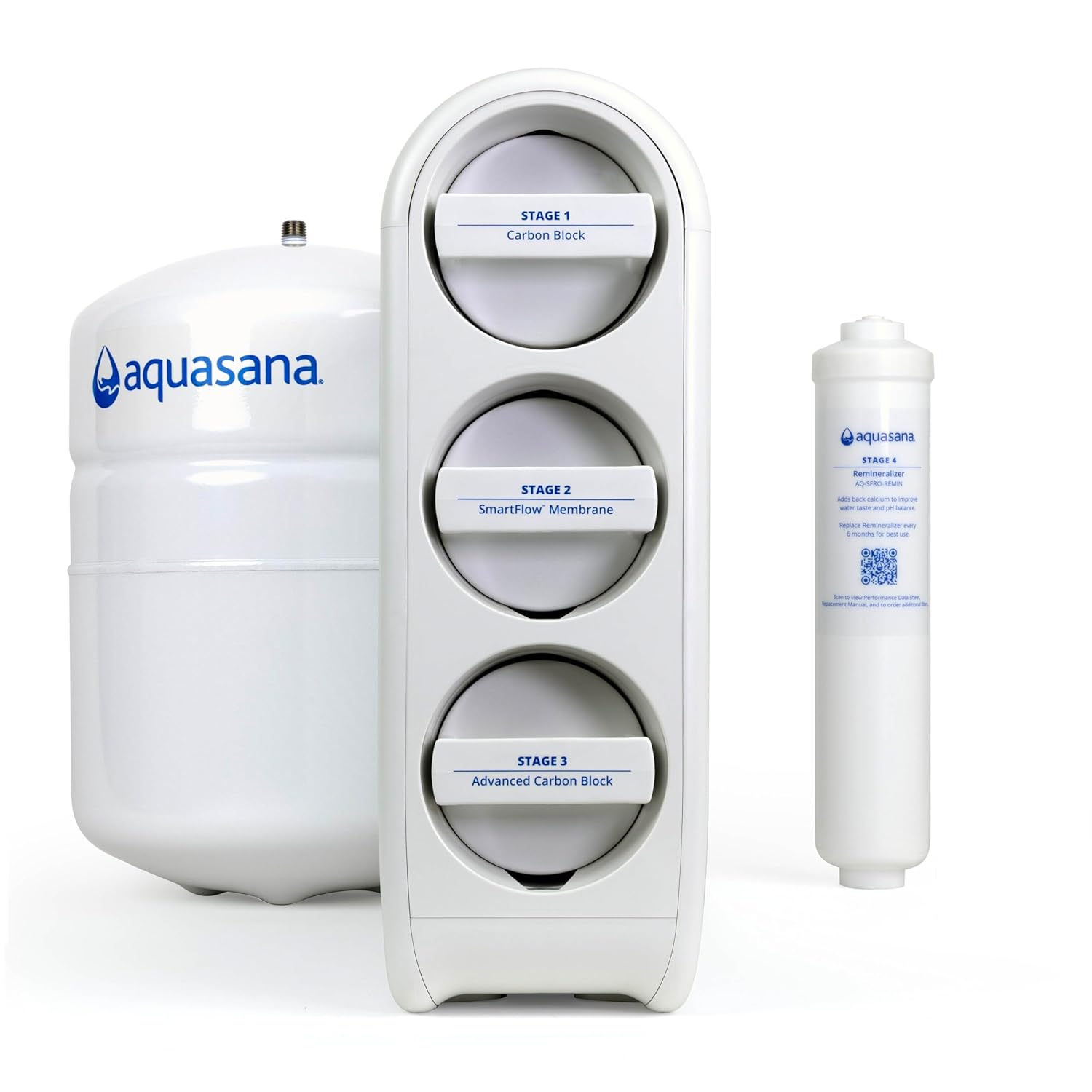 Aquasana SmartFlow® Reverse Osmosis Water Filter | RO Under Sink System | WQA Certified up to 99.99% of 90 contaminants Including Fluoride, PFAS, Arsenic, Lead, and Chlorine | Does not Include Faucet No Faucet