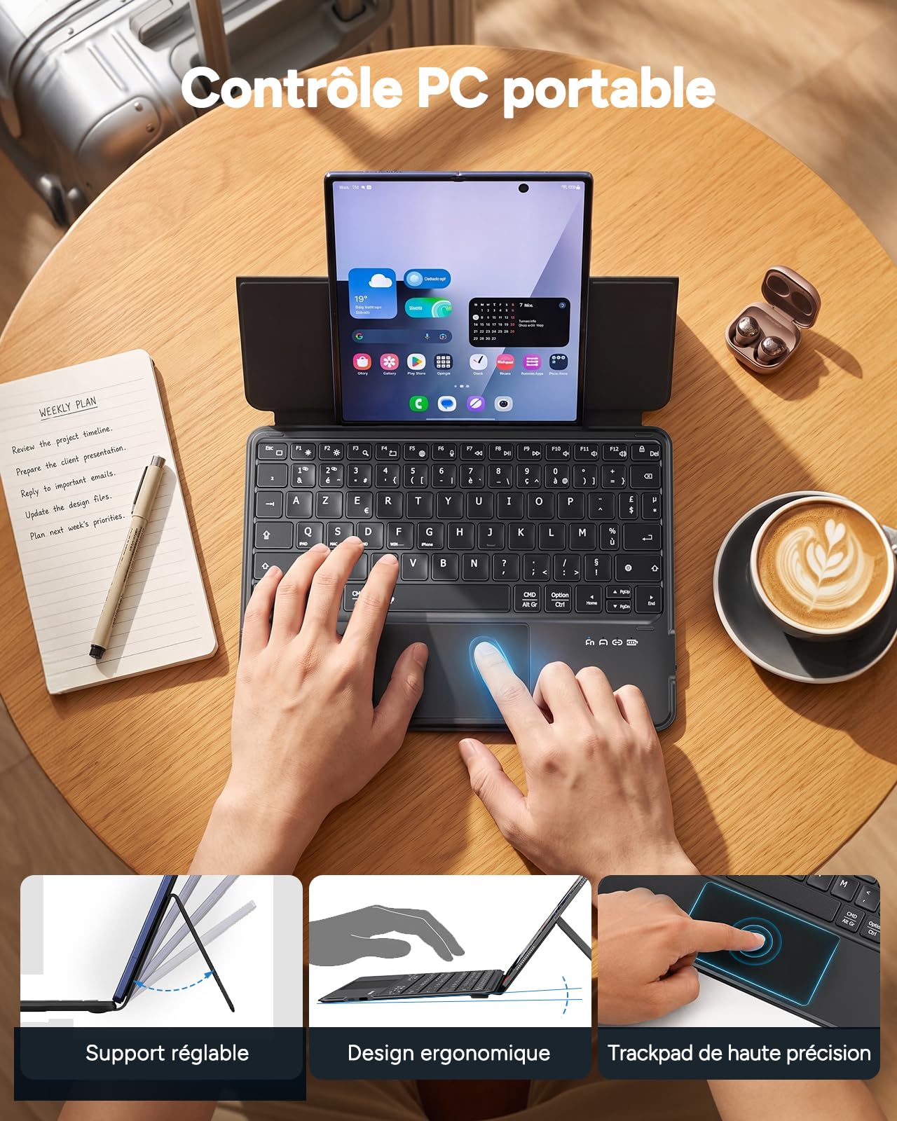 Doohoeek Clavier Universel Bluetooth & Filaire pour Tablette et Smartphone