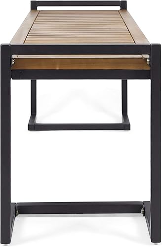 Miniatura 8 de Christopher Knight Home - 306426 Noel - Banca de hierro y madera de acacia industrial, para exteriores, con acabado de teca y metal negro