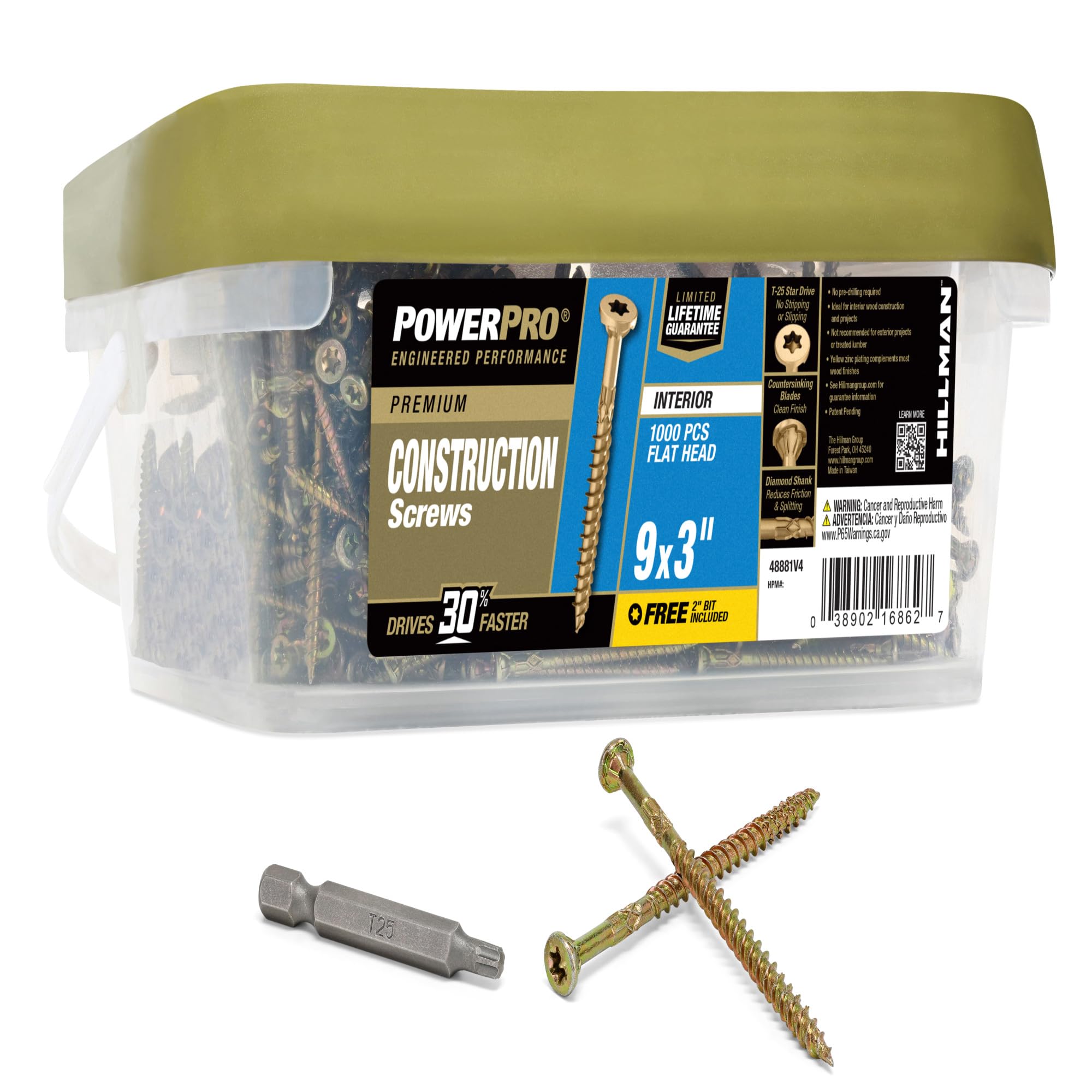 Amazon.com: Power Pro 48881 Wood Screws, 9 x 3, Premium Star Drive