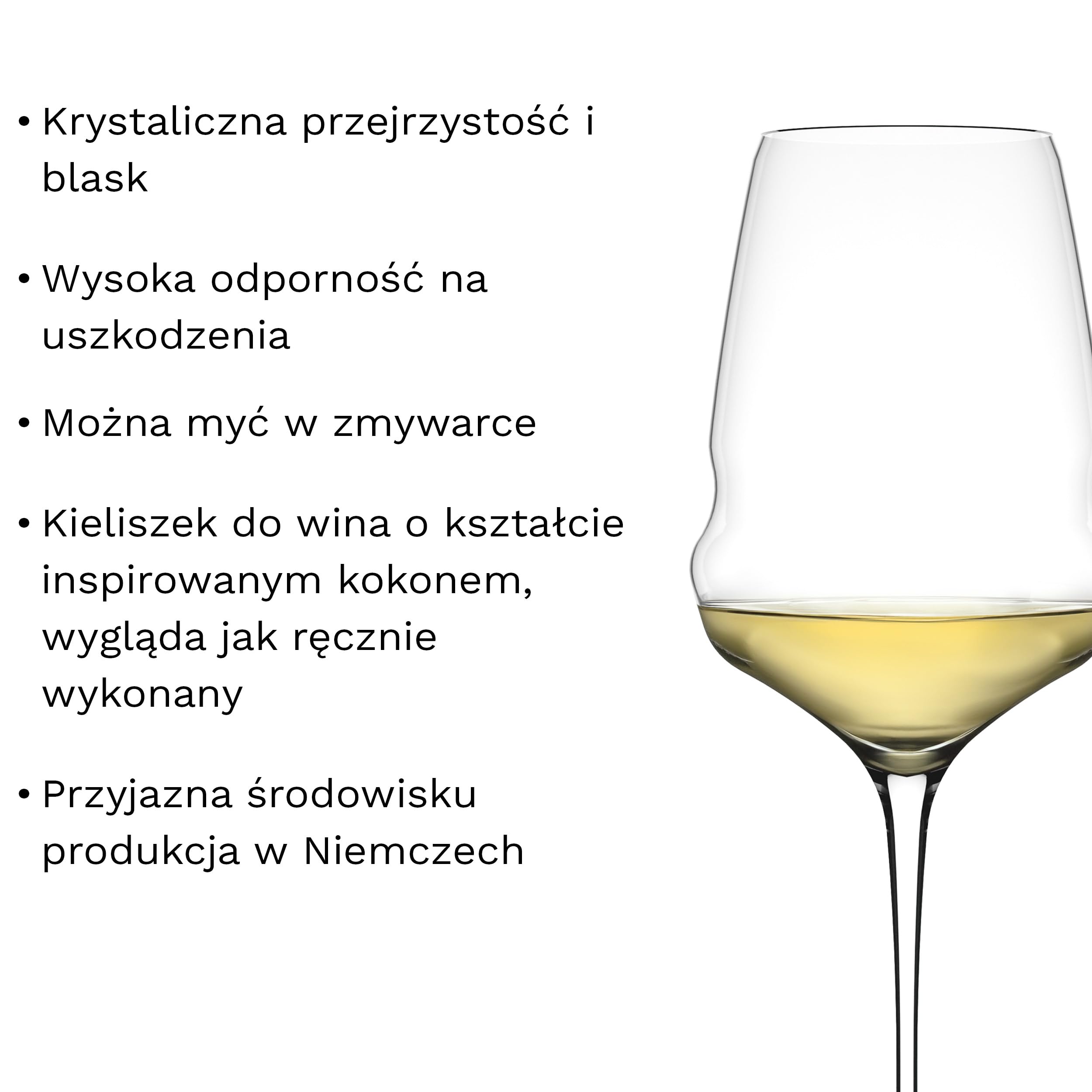 Stölzle Lausitz Kieliszki do Wina Białego Cocoon Zestaw 6 sztuk, 485 ml – Eleganckie Kieliszki do Wina Białego & Aperitifu – Kieliszki z Kryształu – Można Myć w Zmywarce