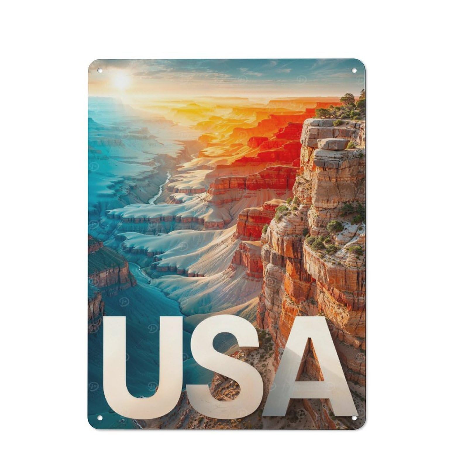 Junmoney Grand Canyon Sunset Usa Modern Vintage Metal Wall Decor 40X30cm, Office Metal Sign For Office, Study, Studio Or Hallway