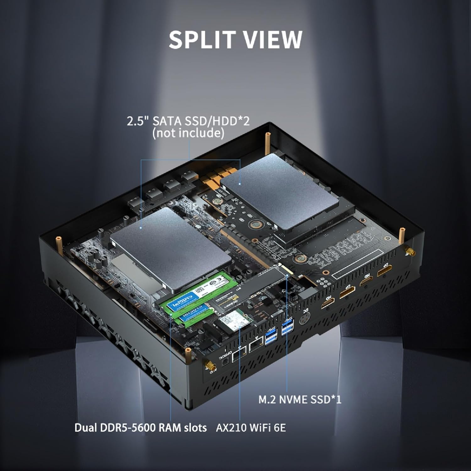 Thdeukoty Mini Gaming Pc Core i9-14900F(up to 5.8GHz) with RTX4070, Small Desktop Computers Win 11 Pro, 64G DDR5 RAM/1T M.2 SSD/WIFI6E/BT5.3/Dual LAN/USB 3.2/8K HDMI DP, Four Display for Game/Design - Image 8