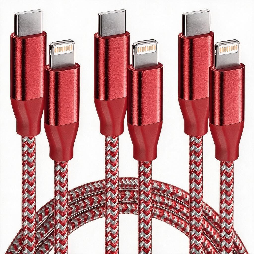 MenoSupp USB-C to Lightning Cable - 3 Pack, 6FT -10 MenoSupp USB-C to Lightning Cable - 3 Pack, 6FT -10