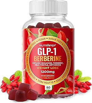 Premium Berberine HCl GLP-1 Weight Loss Gummies (1200mg) with Ceylon Cinnamon Turmeric Milk Thistle Artichoke - Sugar Free Gluten Free High Potency GLP1 Support Supplement