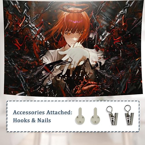 Miniatura 4 de WSRXDMSN Tapiz de pared de motosierra de anime, tapiz de noche estrellada, tapiz de galaxia para fiesta, dormitorio, sala de estar, decoración del