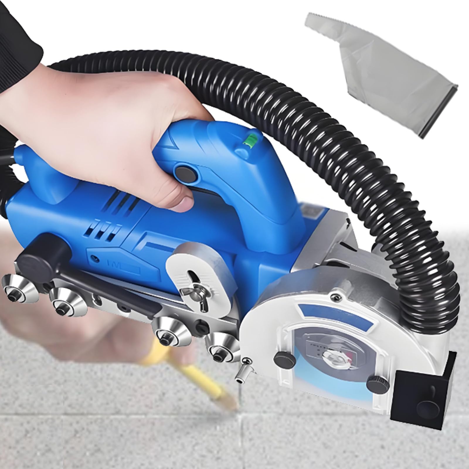 Quixnova Electric Grout Cleaning Machine for Tiles, 1200W Household Electric Tile Gaps Crevice Cleaning Machine Slotting Tool, 9000 RPM Grout Cleaner - Automatic Dust Extraction D