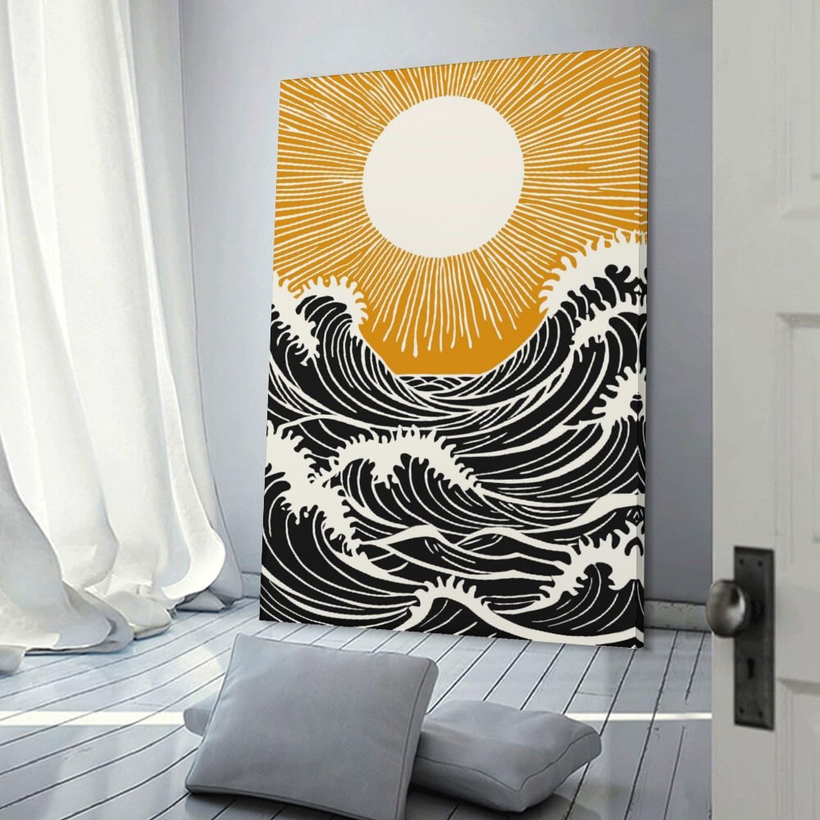 Junmoney Yellow Sunshine Room Decor Wall Art 24x36inch(60x90cm), for Entrance Spaces, Stair Walls Or Halls, A Neat Decor Update for Hallways