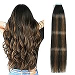 SUYYA Tape in Hair Extensions Human Hair Balayage Natural Black to Chestnut Brown 12 Inch 40g/pack 20pcs Straight Seamless Skin Weft Tape in Real Human Hair Extensions(12inch P1B/6/T1B)