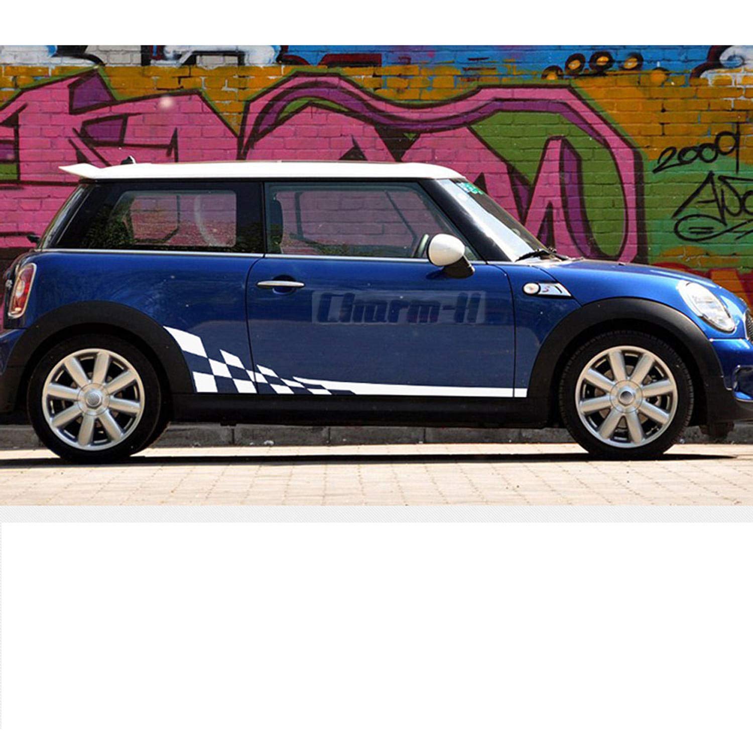 Auto-Stoßstangen-/Fensteraufkleber, Emblem-Aufkleber, Auto-Seitenrock-Aufkleber, Streifen-Aufkleber, mehrfarbige Auto-Seitenrock-Aufkleber, Tür-Seitenaufkleber (Color : White)