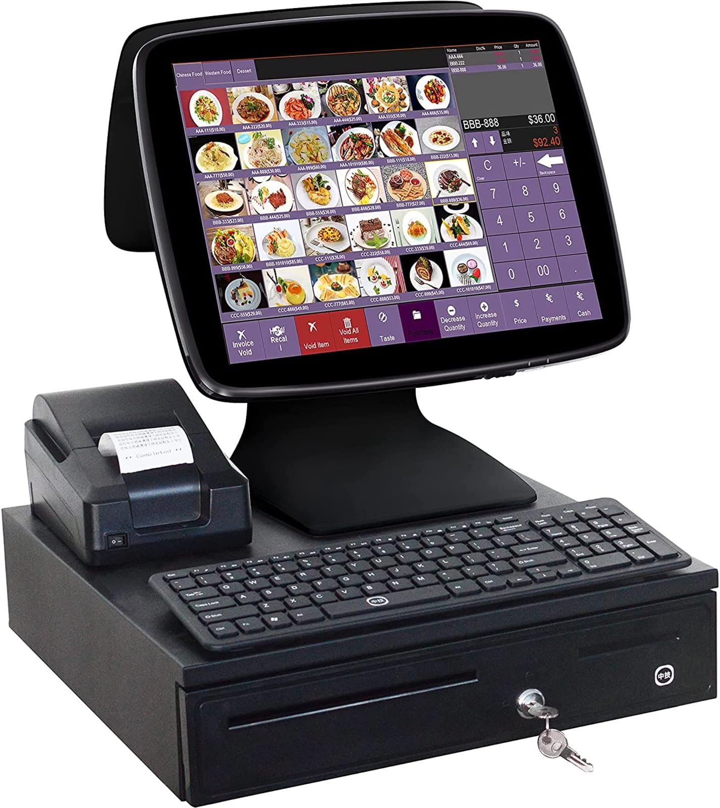 Windows All in one Cash Register POS Terminal Touch Screen Restaurant Point of Sale System