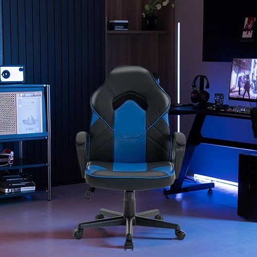 Miniatura 8 de Silla ergonómica de videojuegos para computadora, oficina en casa, carreras, escritorio ejecutivo de video, de piel sintética, para adultos,