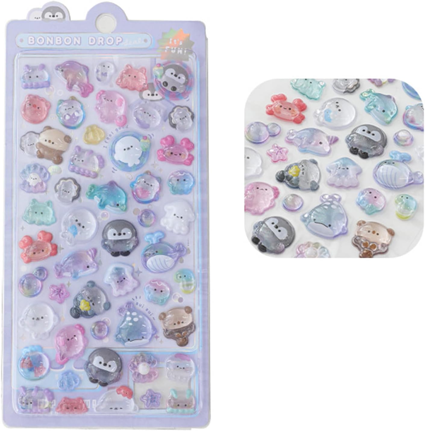 3D Cartoon Nail Art Animal Stickers for Journals Phone Case Water Bottle Laptop Snowboard Decoration Cartoon 3D Stickers Nails Art Decorations (Purple)