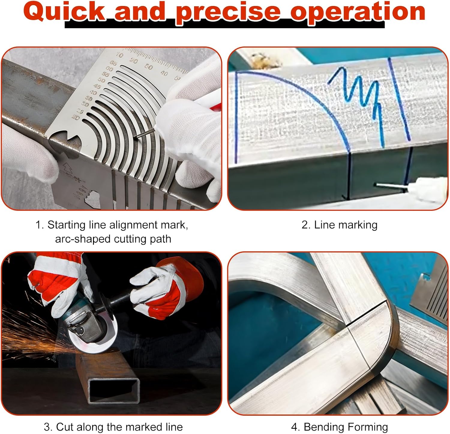 Angle & Arc Marking Tool, Adjustable Linear Arc Dual-Purpose Scriber, Multi-Functional Square Tube Bending for Engineering and Construction