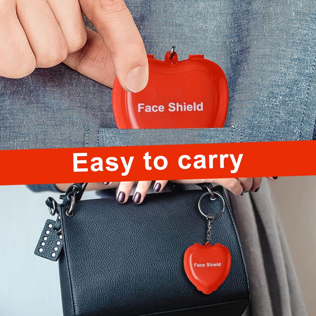 NHQZ 4 pezzi Maschera di respirazione Portachiavi CPR Face Shield di Primo Soccorso Pocket Mask Primo Soccorso Maschere respiratorie per Il Primo Soccorso o addestramento AED(rosso)