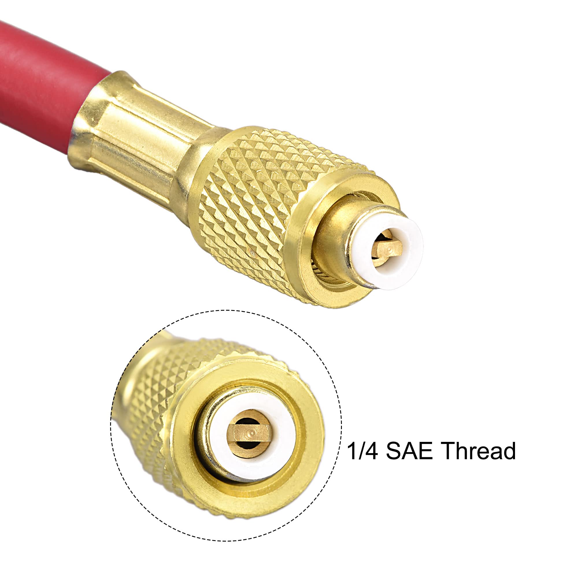 sourcing map Tuyau Remplissage réfrigérants 1/4pouce Filetage 9.84Pi Longueur 600PSI Tube pour Entretien Réfrigération Climatiseur Domestique Rouge