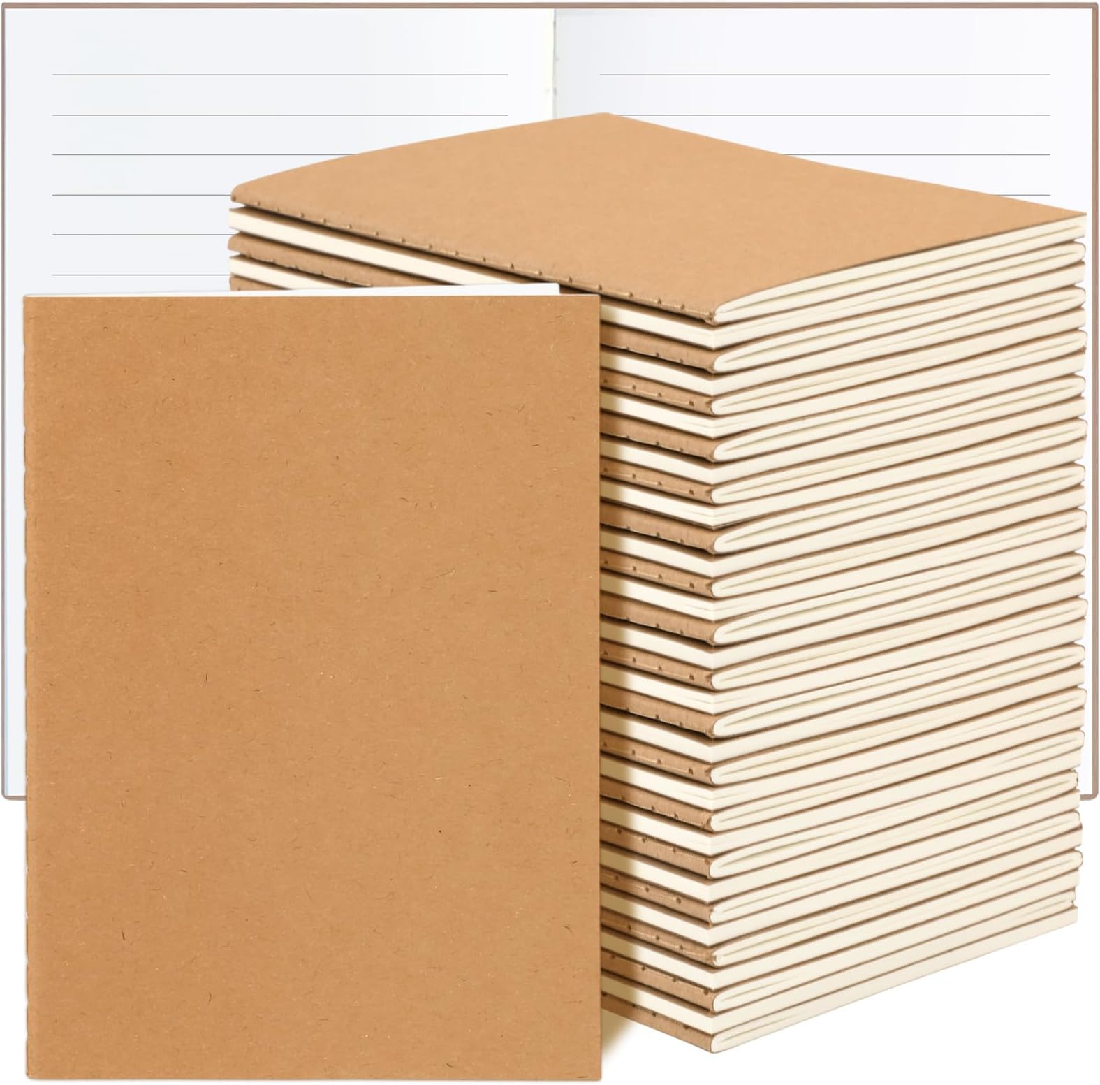 24 Pack A6 Kraft Paper Small Notebooks Bulk, 4x6 Pocket Notebook with 60 Lined Pages, Mini Travel Journal, Sketchbook, Note, Memo Pads for Gifts, Students, Classroom, Business, Office Supplies