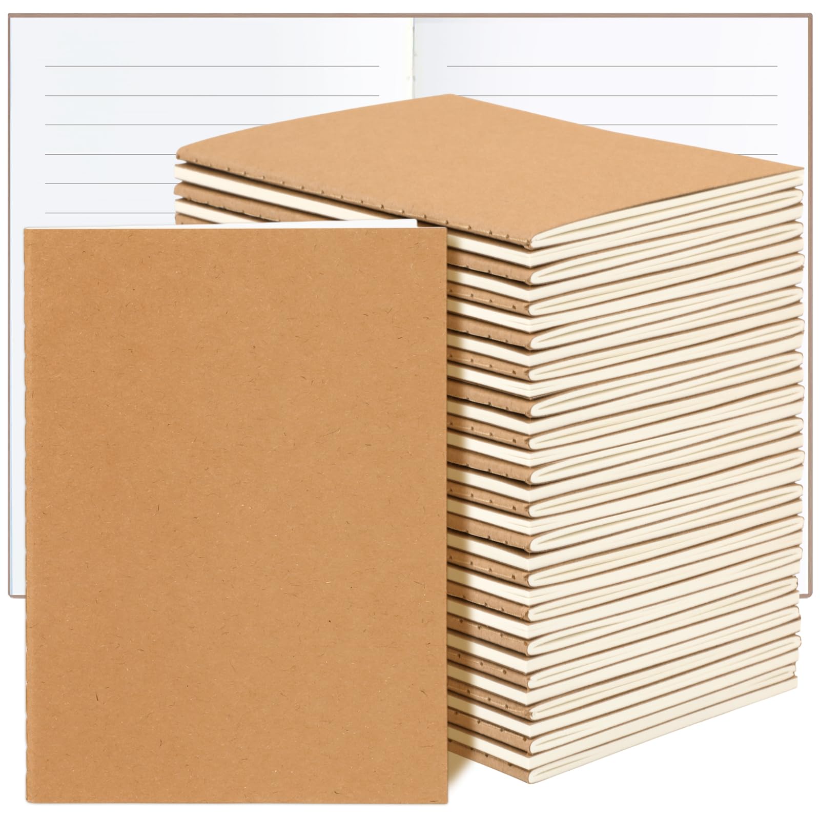 24 Pack A6 Kraft Paper Small Notebooks Bulk, 4x6 Pocket Notebook with 60 Lined Pages, Mini Travel Journal, Sketchbook, Note, Memo Pads for Gifts, Students, Classroom, Business, Office Supplies