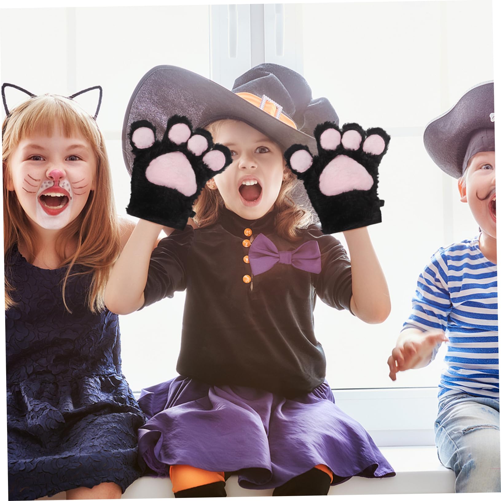 Katzenpfoten Handschuhe aus Plüsch für Mädchen Warme Niedliche Cosplay Katzenkrallenhandschuhe mit Süßem Design für Winter und Kostüm