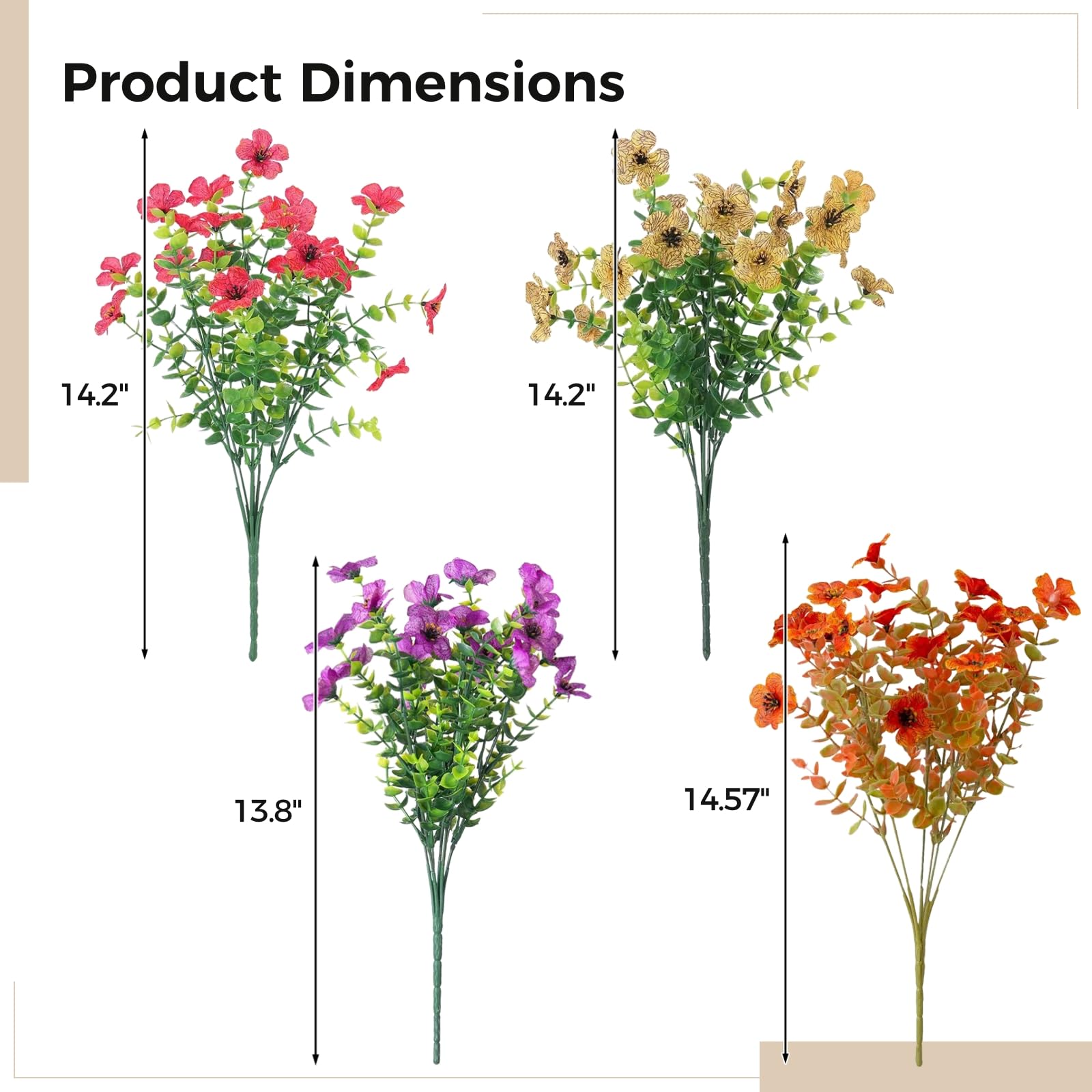 Générique 18 pièces de Fleurs artificielles en Soie d’Eucalyptus, Bouquet décoratif aux Tons Rouge, Violet, Jaune et Automne, tiges de 14,2 Pouces, pour Maison et extérieur, sans Entretien