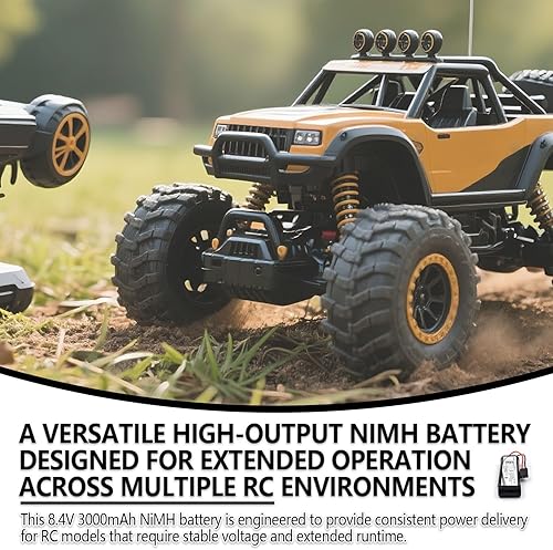 Miniatura 6 de Paquete de 2 baterías Ni-MH de 8.4 V 3000 mAh con enchufe TRX y cargador de repuesto para auto a control remoto, camión, barco, buggy, Tamiya